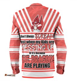 St. George Illawarra Dragons Father's Day Long Sleeve Button Shirt - Screaming Dad and Crazy Fan