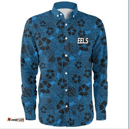 Parramatta Eels Sport Long Sleeve Button Shirt - Scream With Tropical Patterns