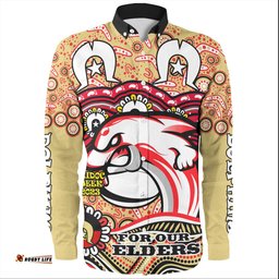 Redcliffe Dolphins Naidoc Week Long Sleeve Button Shirt - Aboriginal Inspired For Our Elders NAIDOC Week 2023