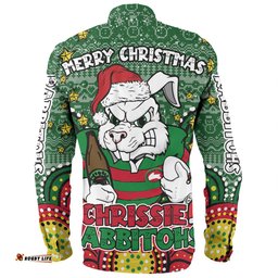 South Sydney Rabbitohs Custom Long Sleeve Button Shirt - Christmas Knit Patterns Vintage Jersey Ugly Long Sleeve Button Shirt