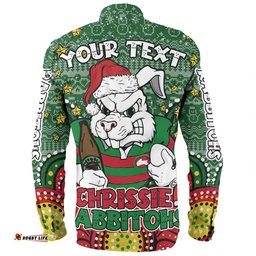 South Sydney Rabbitohs Custom Long Sleeve Button Shirt - Christmas Knit Patterns Vintage Jersey Ugly Long Sleeve Button Shirt