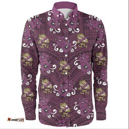 Cane Toads Custom Long Sleeve Button Shirt - QLD With Maori Patterns Long Sleeve Button Shirt