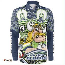 Canberra Raiders Naidoc Week Long Sleeve Button Shirt - Aboriginal Inspired For Our Elders NAIDOC Week 2023