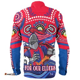 Newcastle Knights Naidoc Week Custom Long Sleeve Button Shirt - For Our Elders Home Jersey Shirt