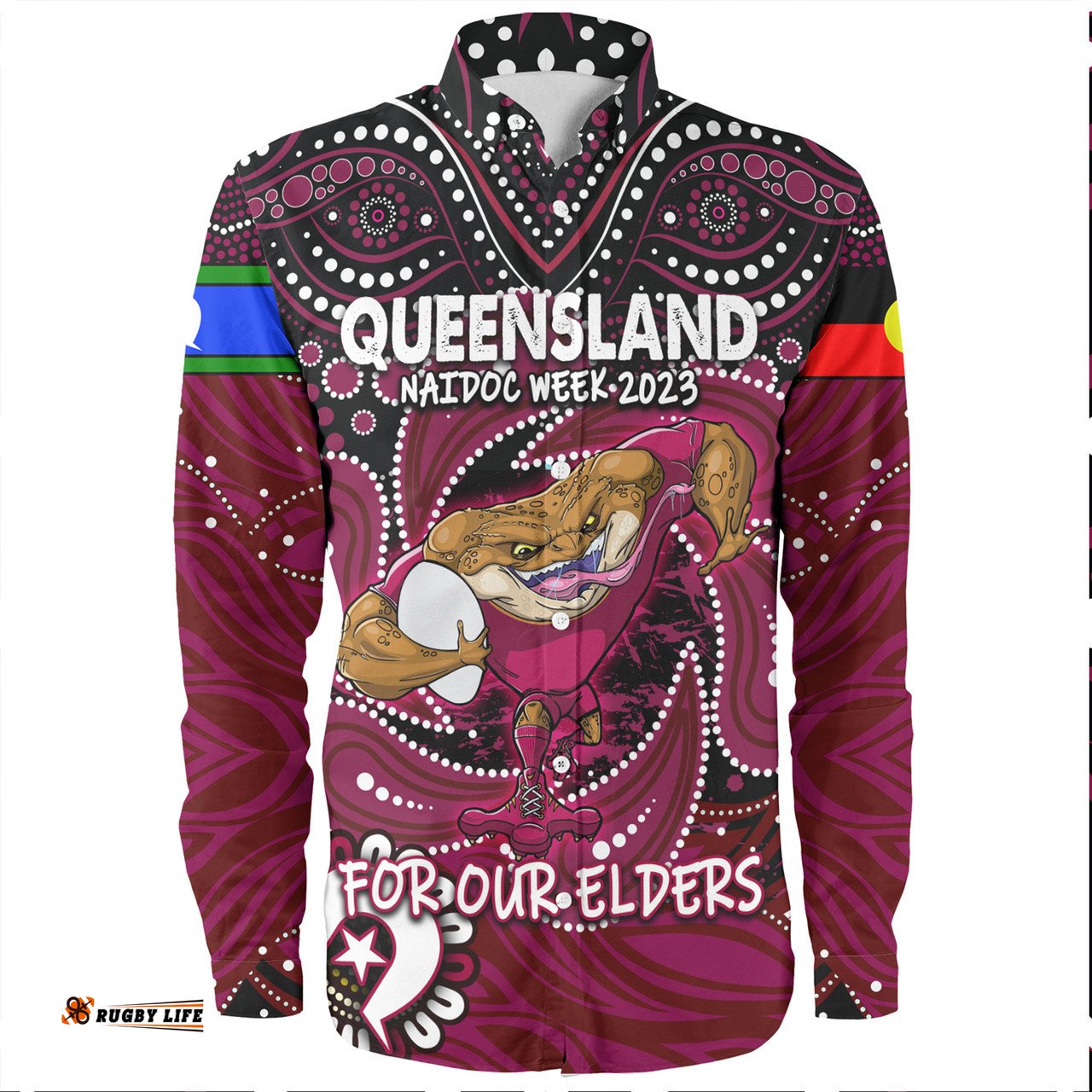 Cane Toads Naidoc Week Long Sleeve Button Shirt - Aboriginal For Our Elder NAIDOC Week 2023