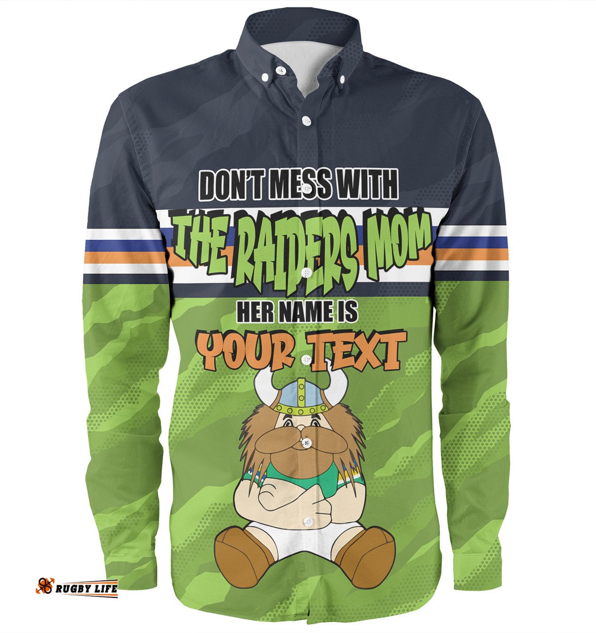 Canberra Raiders Mother's Day Long Sleeve Button Shirt - Screaming Mom and Crazy Fan