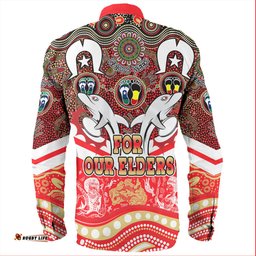 Redcliffe Dolphins Naidoc Week Long Sleeve Button Shirt - NAIDOC Week 2023 Indigenous For Our Elders