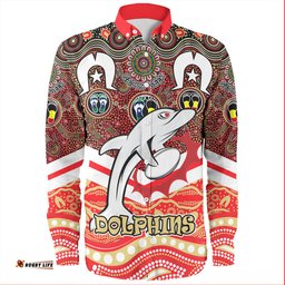 Redcliffe Dolphins Naidoc Week Long Sleeve Button Shirt - NAIDOC Week 2023 Indigenous For Our Elders