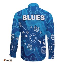 NSW Blues Long Sleeve Button Shirt New South Wales Aboriginal Art
