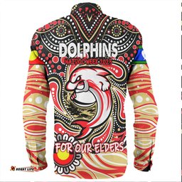 Redcliffe Dolphins Naidoc Week Long Sleeve Button Shirt - Aboriginal For Our Elder NAIDOC Week 2023