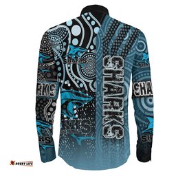 Cronulla-Sutherland Sharks Sporty Style Long Sleeve Button Shirt