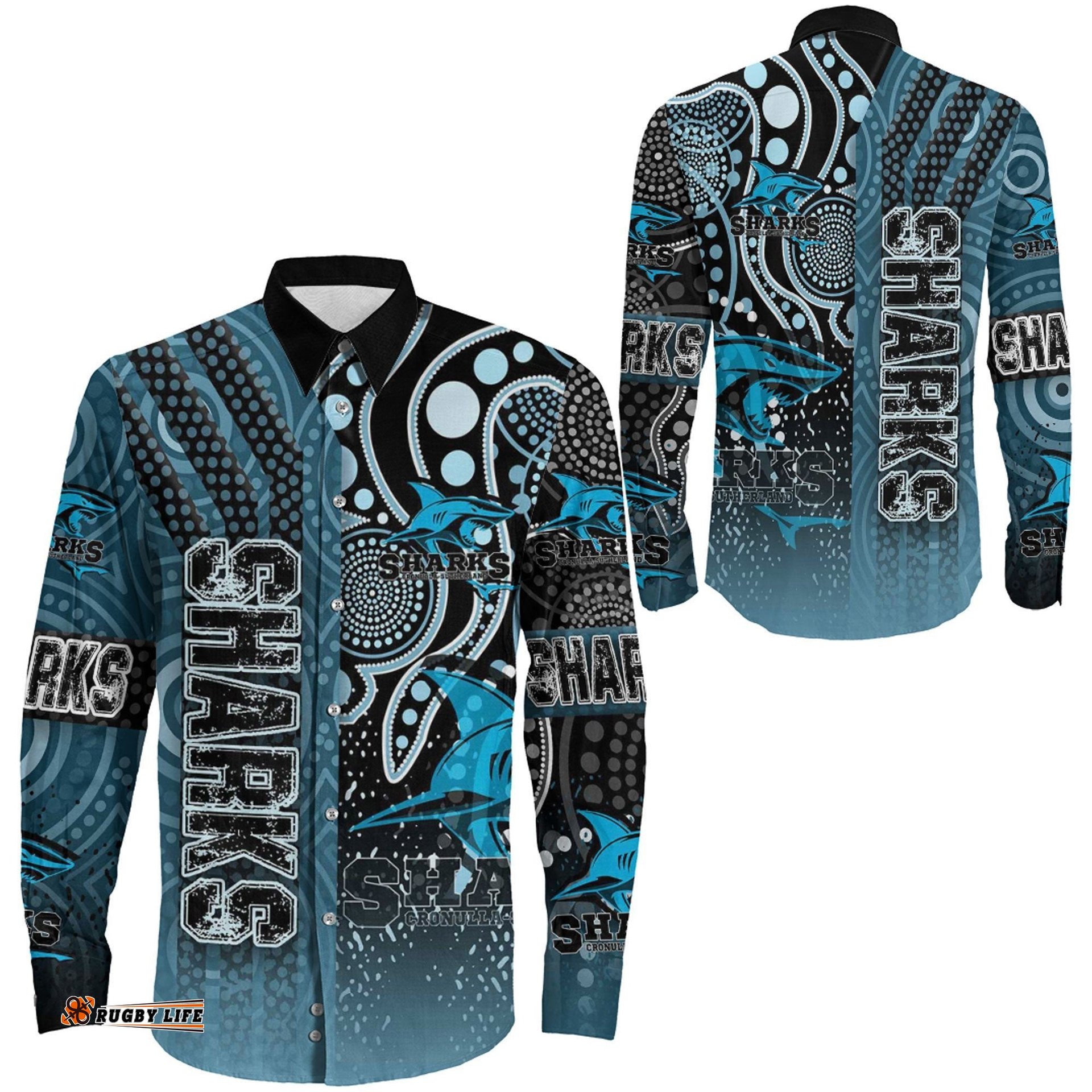 Cronulla-Sutherland Sharks Sporty Style Long Sleeve Button Shirt