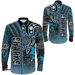 Cronulla-Sutherland Sharks Sporty Style Long Sleeve Button Shirt