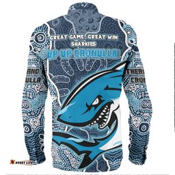 Cronulla-Sutherland Sharks Grand Final Custom Long Sleeve Button Shirts - Custom Sharkies With Contemporary Style Of Aboriginal Painting Long Sleeve Button Shirts