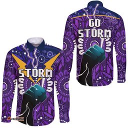 Storm Rugby Hawaii Long Sleeve Button Shirt Indigenous With Thunder Go Storm