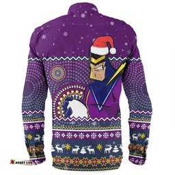 Melbourne Storm Christmas Custom Long Sleeve Button Shirt - Ugly Xmas And Aboriginal Patterns For Die Hard Fan Long Sleeve Button Shirt