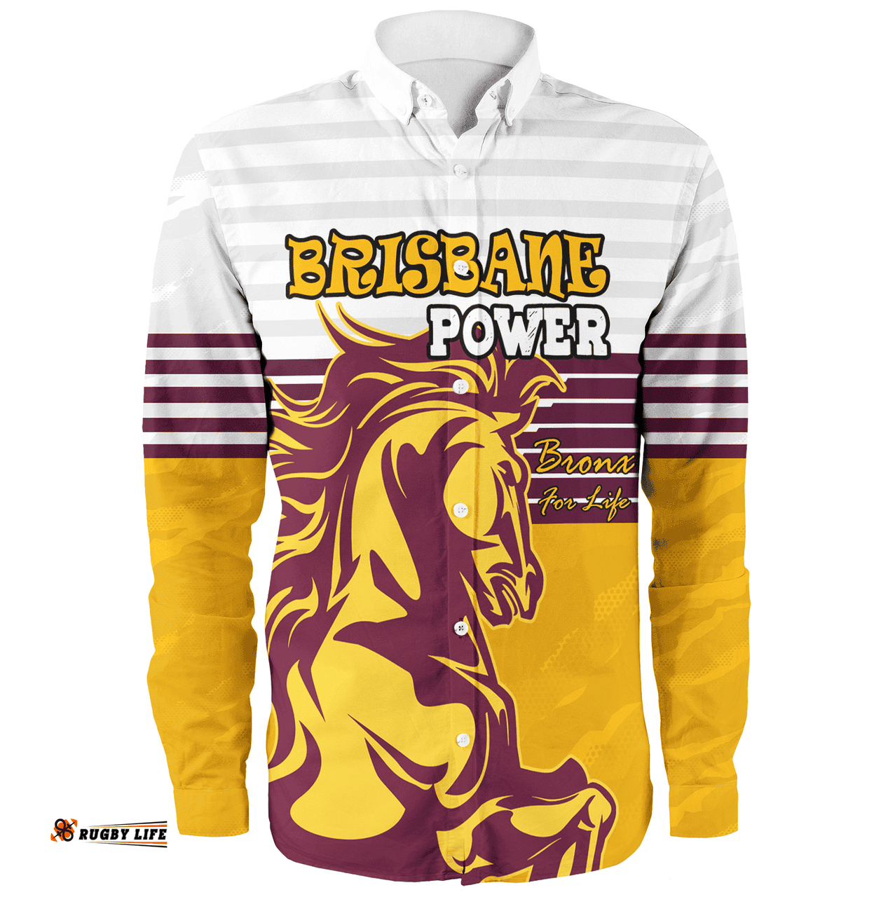 Brisbane Broncos Custom Long Sleeve Button Shirt - Brisbane Broncos Supporter Long Sleeve Button Shirt