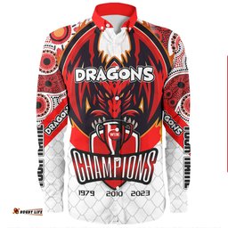 St. George Illawarra Dragons Long Sleeve Button Shirt - Custom Talent Win Games But Teamwork And Intelligence Win Championships With Aboriginal Style