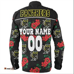 Penrith Panthers Custom Long Sleeve Button Shirt - Penrith Panthers With Maori Patterns Long Sleeve Button Shirt
