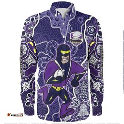 Melbourne Storm Grand Final Custom Long Sleeve Button Shirts - Custom Storm With Contemporary Style Of Aboriginal Painting Long Sleeve Button Shirts