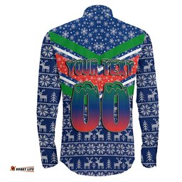 Custom New Zealand Warriors Christmas Aboriginal Tattoo Long Sleeve Button Shirt