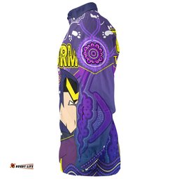 Melbourne Storm Custom Long Sleeve Button Shirt - Melbourne Storm For Life With Aboriginal Style Long Sleeve Button Shirt