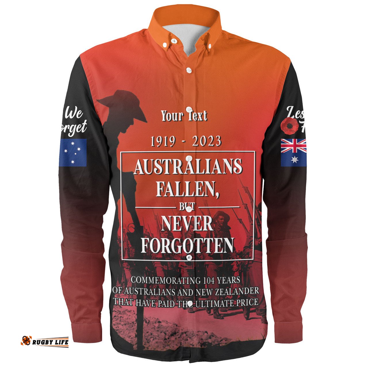 Australia Anzac Day Custom Long Sleeve Button Shirt - Lest We For Get Anzac Quotes Shirt