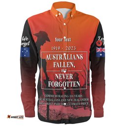 Australia Anzac Day Custom Long Sleeve Button Shirt - Lest We For Get Anzac Quotes Shirt