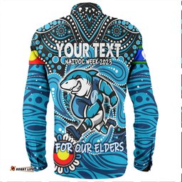 Cronulla-Sutherland Sharks Naidoc Week Long Sleeve Button Shirt - Aboriginal For Our Elder NAIDOC Week 2023