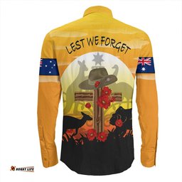 Anzac Day Lest We Forget Animal Long Sleeve Button Shirt