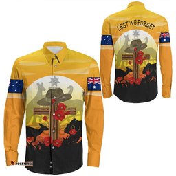 Anzac Day Lest We Forget Animal Long Sleeve Button Shirt
