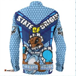 Cockroach Sport Long Sleeve Button Shirt - Custom Mighty Blues