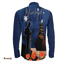 Anzac Day Navy Blue Long Sleeve Button Shirt