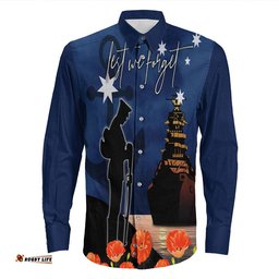 Anzac Day Navy Blue Long Sleeve Button Shirt