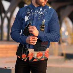 Anzac Day Navy Blue Long Sleeve Button Shirt