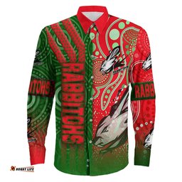 South Sydney Rabbtiohs Sporty Style Long Sleeve Button Shirt