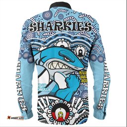 Cronulla-Sutherland Sharks Naidoc Week Long Sleeve Button Shirt - Aboriginal Inspired For Our Elders NAIDOC Week 2023