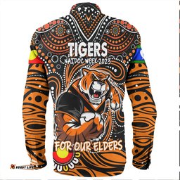 Wests Tigers Naidoc Week Long Sleeve Button Shirt - Aboriginal For Our Elder NAIDOC Week 2023