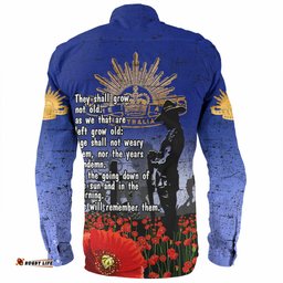 Australia Anzac Day Long Sleeve Button Shirt - Anzac Lest We Forget Poppy Flag Sleeve Shirt