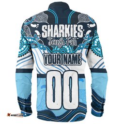 Cronulla-Sutherland Sharks Long Sleeve Button Shirt - Sharkies With Aboriginal Style Long Sleeve Button Shirt