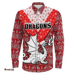 Custom St. George Illawarra Dragons Aboriginal Tattoo Long Sleeve Button Shirt
