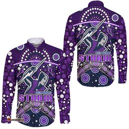 Storm Rugby Hawaii Long Sleeve Button Shirt Melbourne Boomerang Indigenous Dots