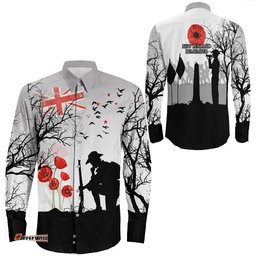 New Zealand Anzac Lest We Forget Remebrance Day White Long Sleeve Button Shirt