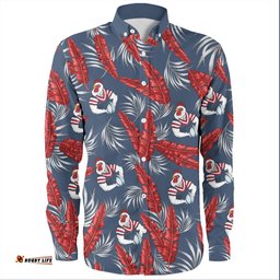 Sydney Roosters Custom Long Sleeve Button Shirt - Tropical Patterns Sydney Roosters Long Sleeve Button Shirt