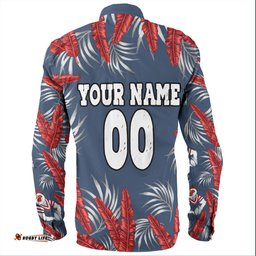 Sydney Roosters Custom Long Sleeve Button Shirt - Tropical Patterns Sydney Roosters Long Sleeve Button Shirt