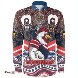 Sydney Roosters Naidoc WeekLong Sleeve Button Shirt - NAIDOC Week 2023 Indigenous For Our Elders