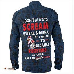 Sydney Roosters Long Sleeve Button Shirt - Scream With Tropical Patterns