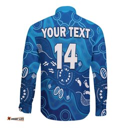 Custom Text And Number NSW Blues Long Sleeve Button Shirt New South Wales Aboriginal Art