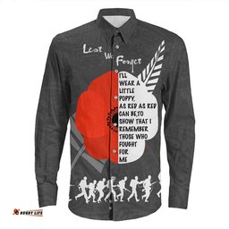 Custom New Zealand Anzac Red Poopy Long Sleeve Button Shirt