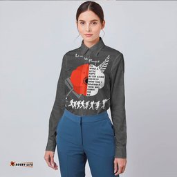 Custom New Zealand Anzac Red Poopy Long Sleeve Button Shirt